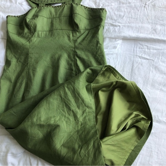 Adrianna Papell Linen Blend Beaded Cleopatra Dress - Picture 10 of 12